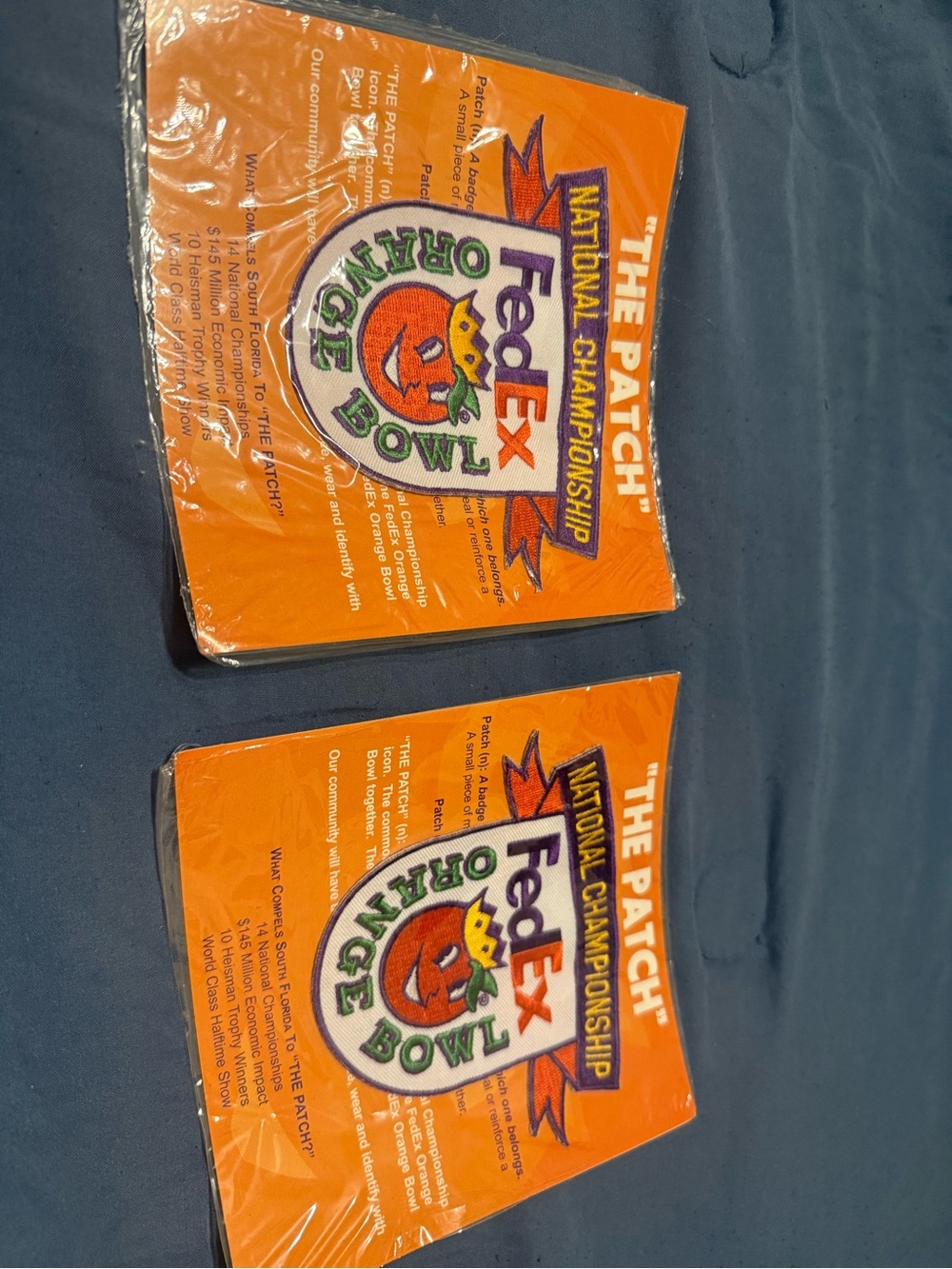 Lot Of 2 NCAA Football 2004 FedEx Orange Bowl Patch Brand New Sealed In Package
